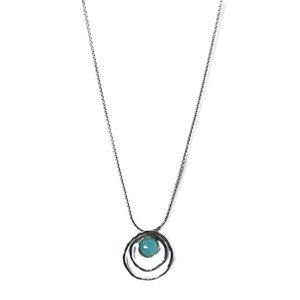 Sterling Silver Aqua Halo Circle Pendant Necklace